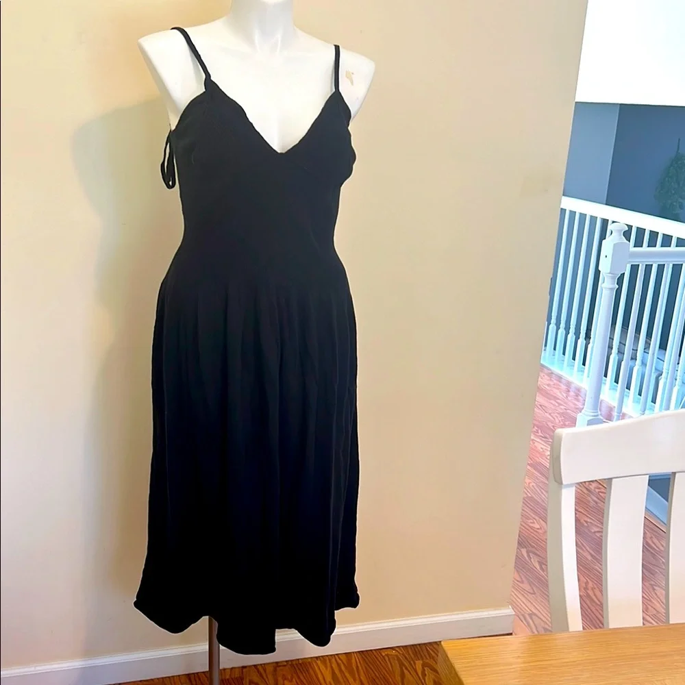 Free people Black sweater Spaghetti Strap Midi Dress size XL NWOT